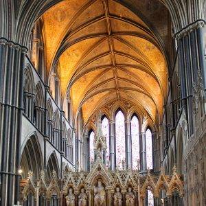 Worcester, UK - August 03: Altar and chancel of medieval Worcester Cathedral, on 3 August 2014, in Worcester, UK